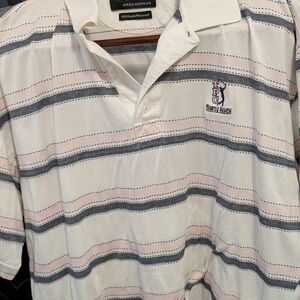 Greg Norman Collection Men's Striped Polo Shirt - White and Gray